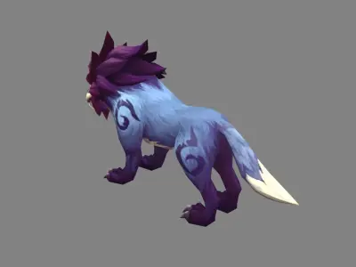 Cartoon wild wolf Low-poly 3D model