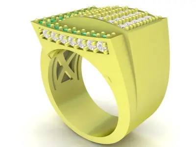 Luxury Square Pave Diamond Ring for Men 3932 3D print model