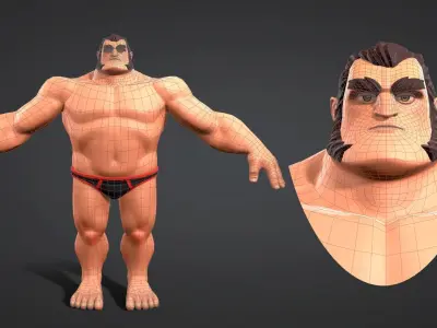 Cartoon male character Herman  Low-poly 3D model