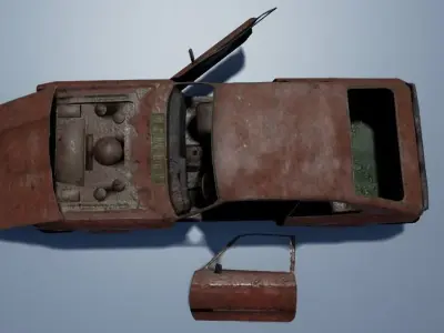 Rusty coupe low poly Low-poly 3D model