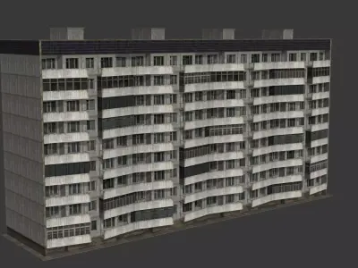 9 Floor Building 3D Model with Interiors and LOD Low-poly 3D model
