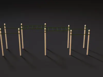 Workout 3 wooden obstacle course 3D model