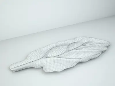 Large Wood Carved Leaf Platter 3D model