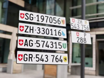Switzerland Number Plate  Low-poly 3D model