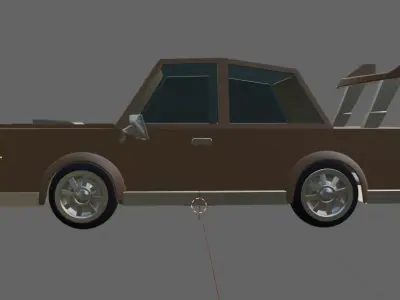 Low-poly Brown Old Car Free low-poly 3D model