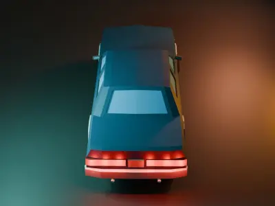 Low Poly Old Sedan Car Low-poly 3D model