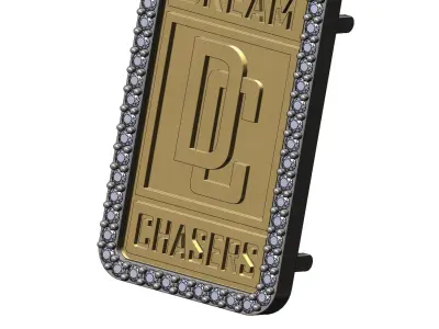 Iced dream chasers frame gold bar pendant and bail 3D print model