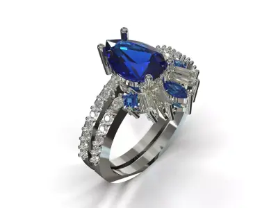 Royal Blue wedding cad ring model wr0131 3D print model