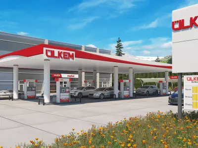 Realistic Gas Station 3D Model 3D model