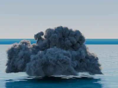 Sky with Clouds and Starship 4 Free low-poly 3D model