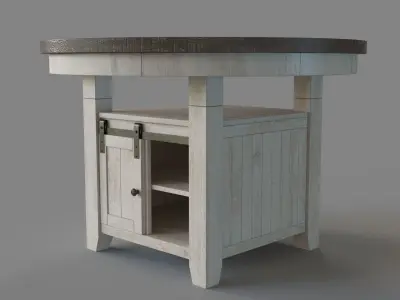 Pema Adjustable Height Storage Dining Table Vintage White 3D model