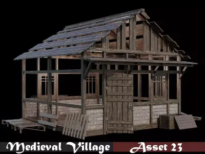 Medieval Village Asset 23- 4K Textures Game Ready Low-poly 3D model