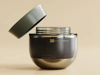 Amber Glass Cosmetic Jar Low-poly 3D model