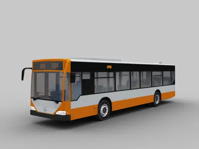 Mercedes Bus with interior  Low-poly 3D model