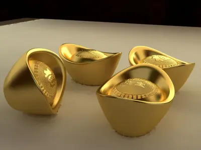Chinese Gold Ingot 3D model