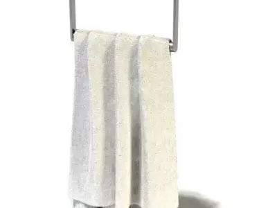 White Towel Hanging On A Rack 3D model