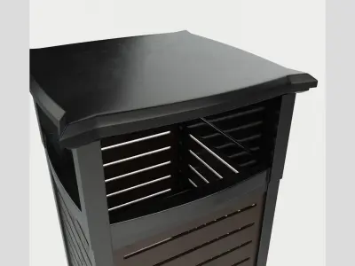 Metal Square Trash Can Low Poly High Poly 3D model