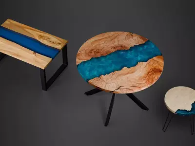 Resin Tables Pack Low-poly 3D model