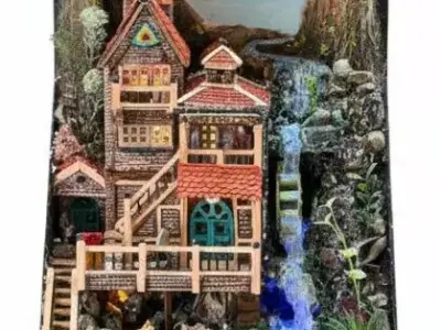 Handmade Alpine Watermill Cabin  Detailed Rural Diorama PBR Low-poly 3D model