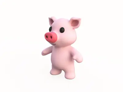 Little animal baby - Pig cute - Animated Low-poly 3D model