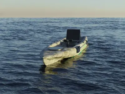 Kayak 3D model with laptop Low-poly 3D model