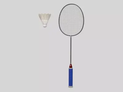Badminton Set racket and shuttlecock 3D model