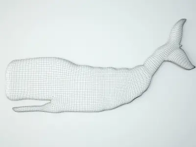 Rustic Carved Wooden Whale 3D model