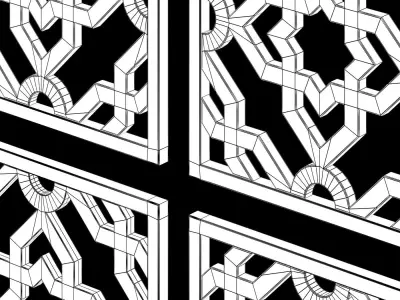 Arabic Islamic pattern decorative gold plaster 3D model