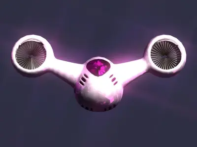 Fan Engine Wings Spaceship Low-poly 3D model