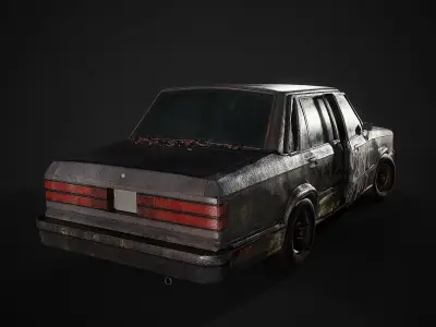 Old Sedan PBR Game Ready Low-poly 3D model