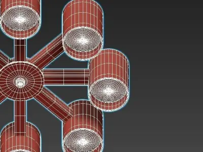 malmo wooden chandelier with six lights 3D model