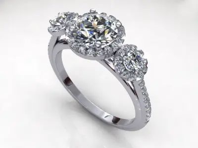 Three Stone Wedding Ring 3D print model purchase