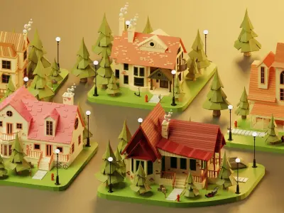 cartoon city 2 Low-poly 3D model
