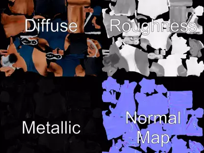 Athletic Senior Male model pack Low-poly 3D model