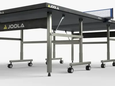 Blue Tennis Table Ping Pong   racket  and ball Low-poly 3D model