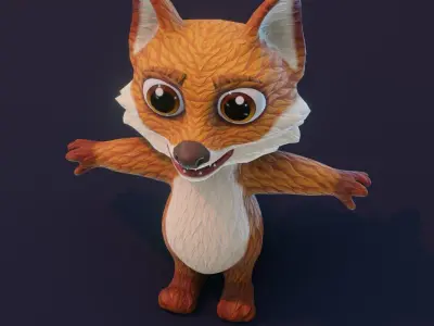 Cartoon Animated Rabbit and Fox 3D Model Collection Low-poly 3D model