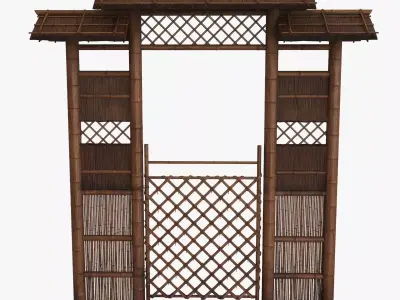 Azian Zen Garden Gate Low-poly 3D model