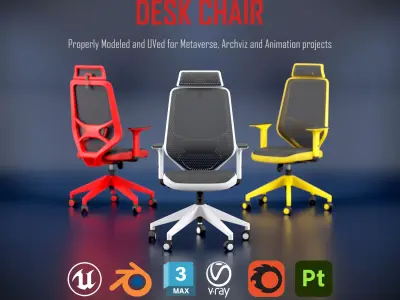 Desk Chair Low-poly 3D model