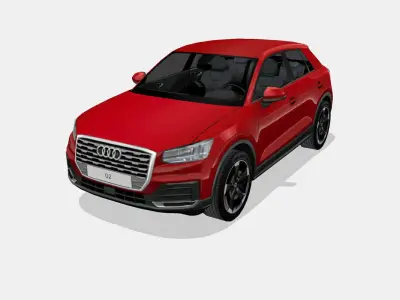Audi Q2 2017 with interior Low-poly 3D model