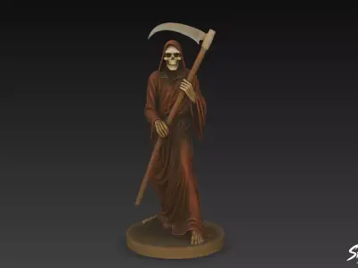 Grim Reaper Statue Walking Pose Low-poly 3D model