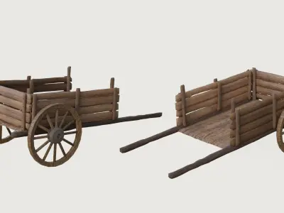 Nature map with objects Low-poly 3D model