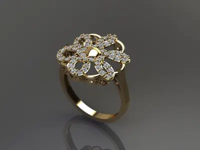 STL 3DM Women Ring Womens Ring Diamonds With Stone Model 3D print model