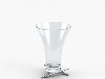 Vases Set glass on silver plate 3D model