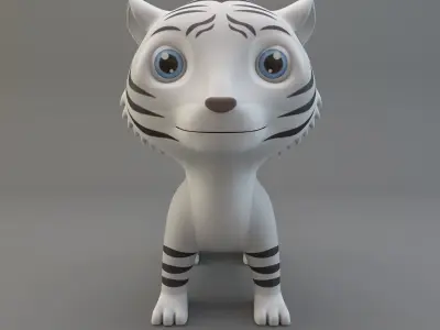 White Tiger Low-poly 3D model