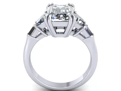 Three Stone Emerald Ring  3D print model
