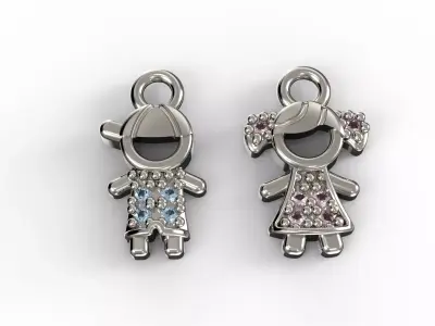 Mini Boy and Girl Pendant 3D print model