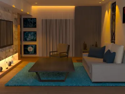 interior modern living room with rug Free 3D model