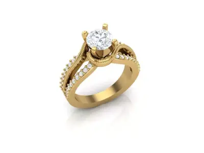 Milgrain Twisted Solitaire 3D print model