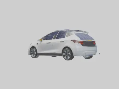 Electric Car with Solar Panels model Low-poly 3D model