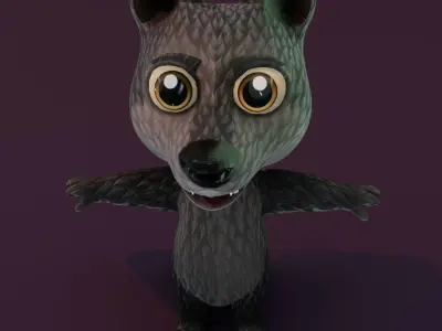 Cartoon Black Wolf 3D Model Low-poly 3D model